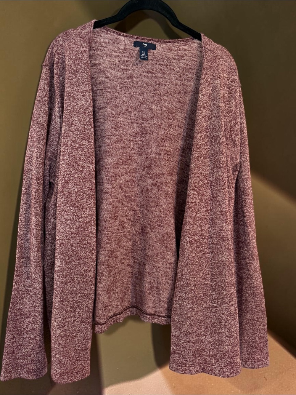 Gap Short Cardi Ruby Wine Marled Open Front Cardigan Women's Size XL